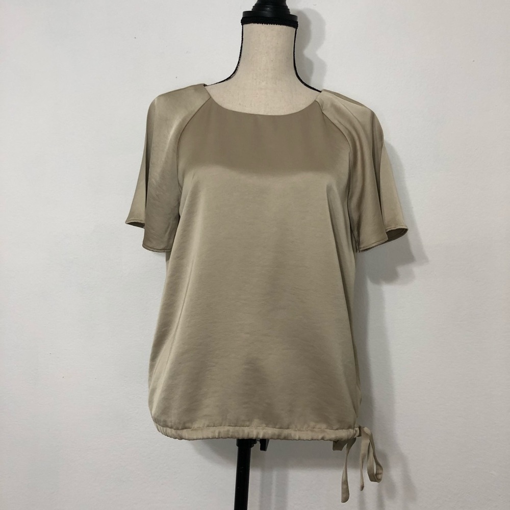 Banana Republic Gold Short Sleeve Open Back Blouse Top Size XS